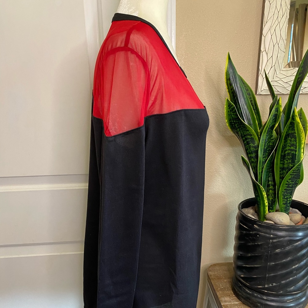 NWOT Star Trek Sheer Yoke Red Long Sleeve Sweater - Picture 4 of 13